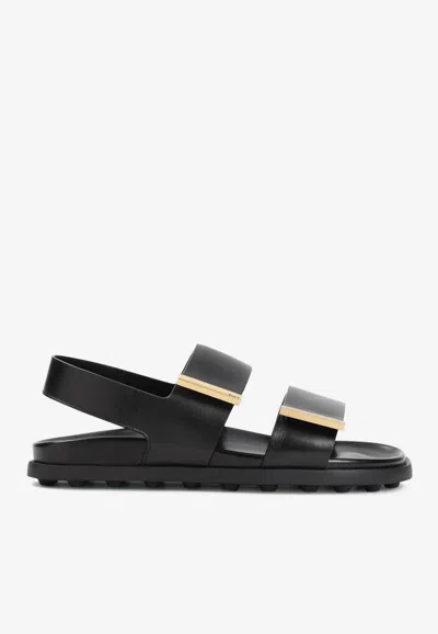 Tod's Leather Sandals With Metallic Detail In Multi