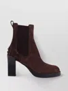 Tod's Rubber Studs Suede Ankle Boots In Brown