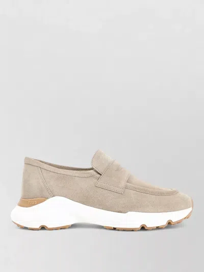 Tod's Runner Sneakers Contrast Sole Rubber Slip On In Neutral