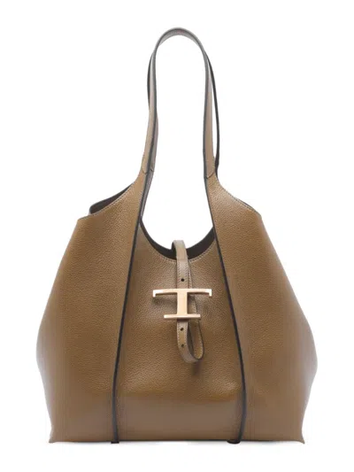 Tod's Small T Timeless Shopping Bag In Brown