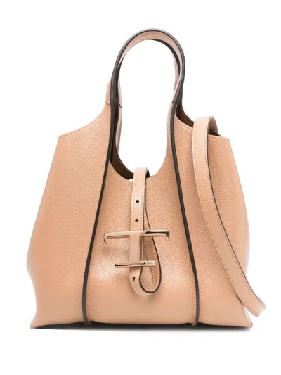 Tod's Mini Leather Shopping Bag In Brown