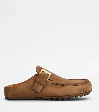 Tod's Suede Mule In Brown