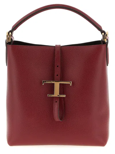 Tod's 't Timeless' Mini Bucket Bag In Burgundy