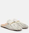 Tod's Sabbot Fringed Leather Mules In Neutral