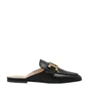 Tod's Glossy Black Slippers With Logo Plaque In Black