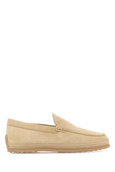 TOD'S SAND SUEDE LOAFERS