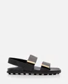 Tod's Women Sandal With Two Leather Straps In Black