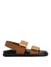 Tod's Calfskin Sandals With Wide Straps In Brown