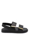 Tod's Women Sandal With Two Leather Straps In Black