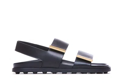 Tod's Leather Slingback Sandals In Black