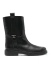 Tod's Refined Black Leather Ankle Boots With Block Heel In Black