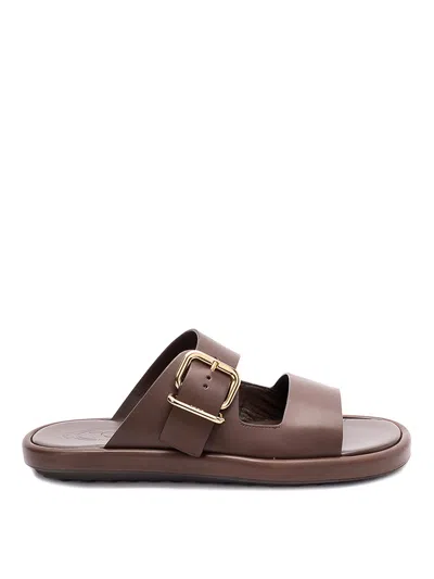 Tod's Leather Sandal In Brown