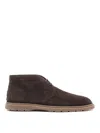 Tod's Round Toe Suede Ankle Boots In Brown
