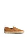Tod's Round Toe Suede Loafers With Espadrille Detail In Neutral