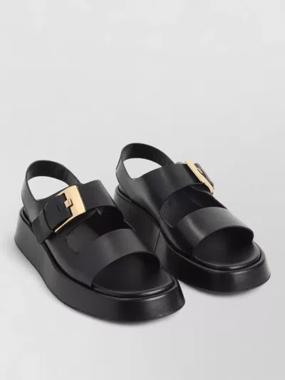 Tod's Sandals Flat Sole Open Toe Platform Slingback In Black
