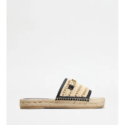 Tod's Sandals In Leather And Fabric In Multi