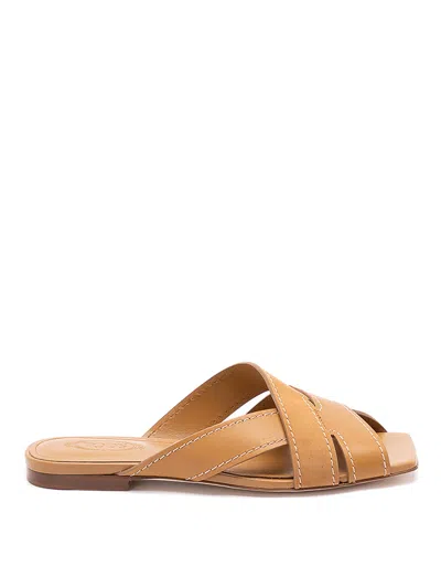 Tod's Women Brown Leather Sandals, 7.5/8.5 Luxury Sandals & Floaters For Women Darveys