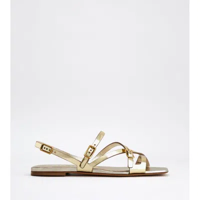 Tod's Sandals In Leather In Gold