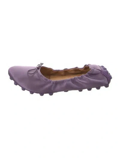 Pre-owned Tod's Satin Ballet Flats In Purple