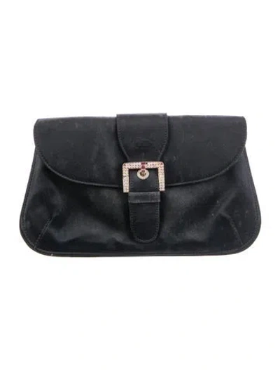 Pre-owned Tod's Satin Clutch In Black