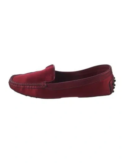 Pre-owned Tod's Satin Loafers In Red