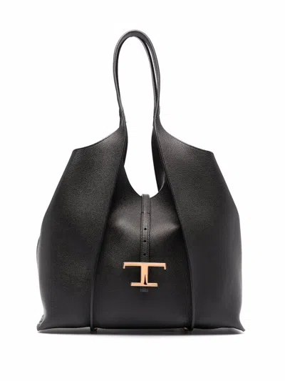 Tod's Schwarze Ledertasche Mit Logo-schnalle Tods In Black