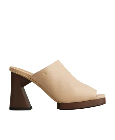 Tod's Sculpted-heel Platform Mules In Nude