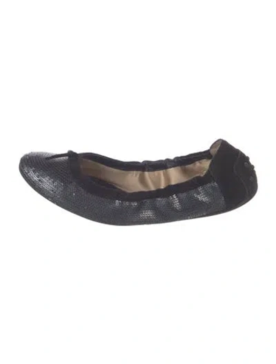 Pre-owned Tod's Sequins Patterned Ballet Flats In Black