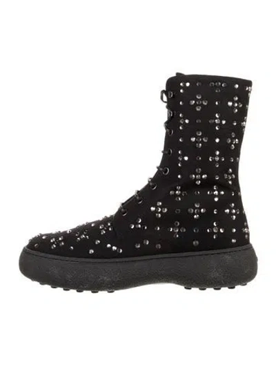 Pre-owned Tod's Sequins Patterned Boots W/ Tags In Black