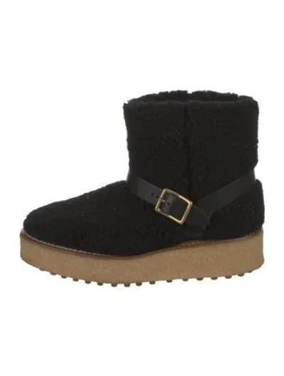 Pre-owned Tod's Shearling Boots In Black