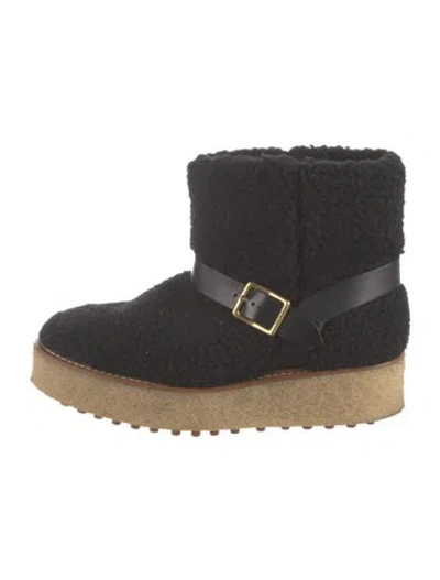 Pre-owned Tod's Shearling Boots In Black