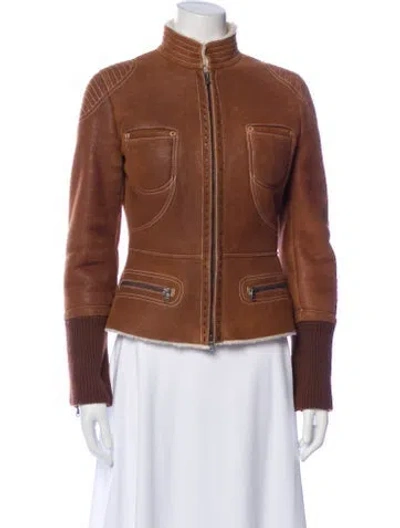 Pre-owned Tod's Shearling Fur Jacket In Brown