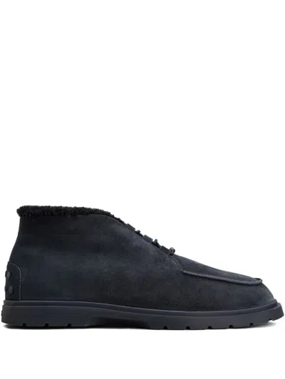 Tod's Shearling Lace-up Boots In Blue