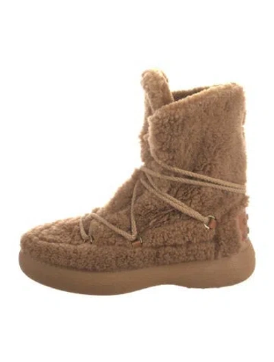 Pre-owned Tod's Shearling Lace-up Boots In Brown