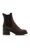Tod's Shearling-lined Nubuck Chelsea Boots In Brown