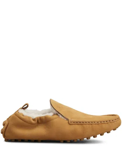 Tod's Shearling-lined Pebble-detail Loafers In Brown