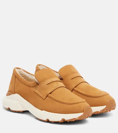 Tod's Round-toe Slip-on Sport Loafers In Brown