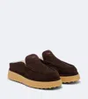 Tod's Shearling-lined Suede Platform Mules In Brown