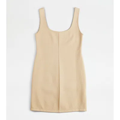 Tod's Sheath Dress In Cotton In Beige