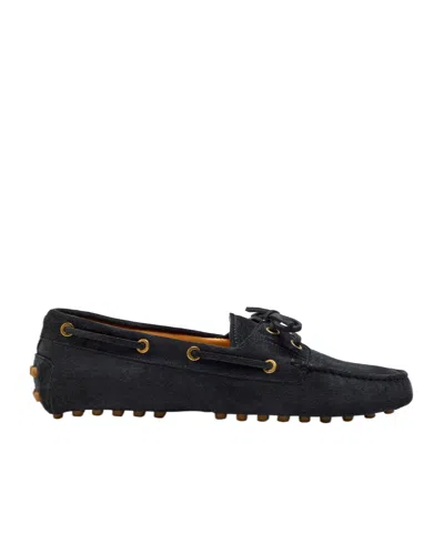 Tod's Sheepskin Suede Loafers In Black