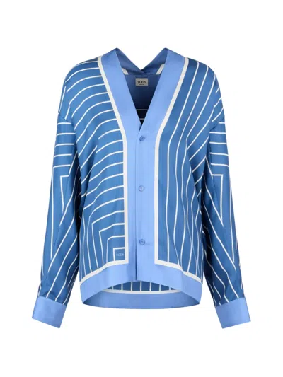 Tod's Shirt In Silk In Blue