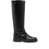 Tod's T-buckle Leather Knee-high Boots In Black