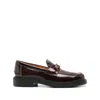 Tod's Logo-plaque Leather Loafers In Red