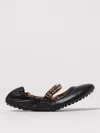 Tod's Ballerina In Leather With Strap With Metal Rings In Black
