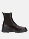 Tod's Burgundy Brown Ankle Boots With Elastic Sides In Burgundy