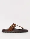 Tod's Buckle Detail Flat Sole Open Toe Slide In Dark