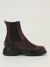 Tod's Bronw Ankle Boots With Elastic Details On The Side And Chunky Sole In Brown