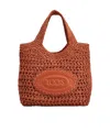 Tod's Shopping Bag In Raffia And Leather Mini In Brown
