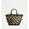 Tod's Shopping Bag In Straw And Leather Small