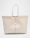 Tod's Shopping Leather Tote Bag In Bianco Calce
